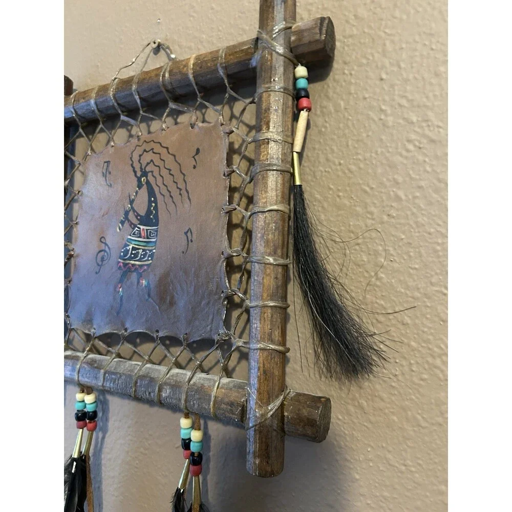 Tribal Wall Hanging Painting On Cow Hide African Warrior Very Unique 1960’s